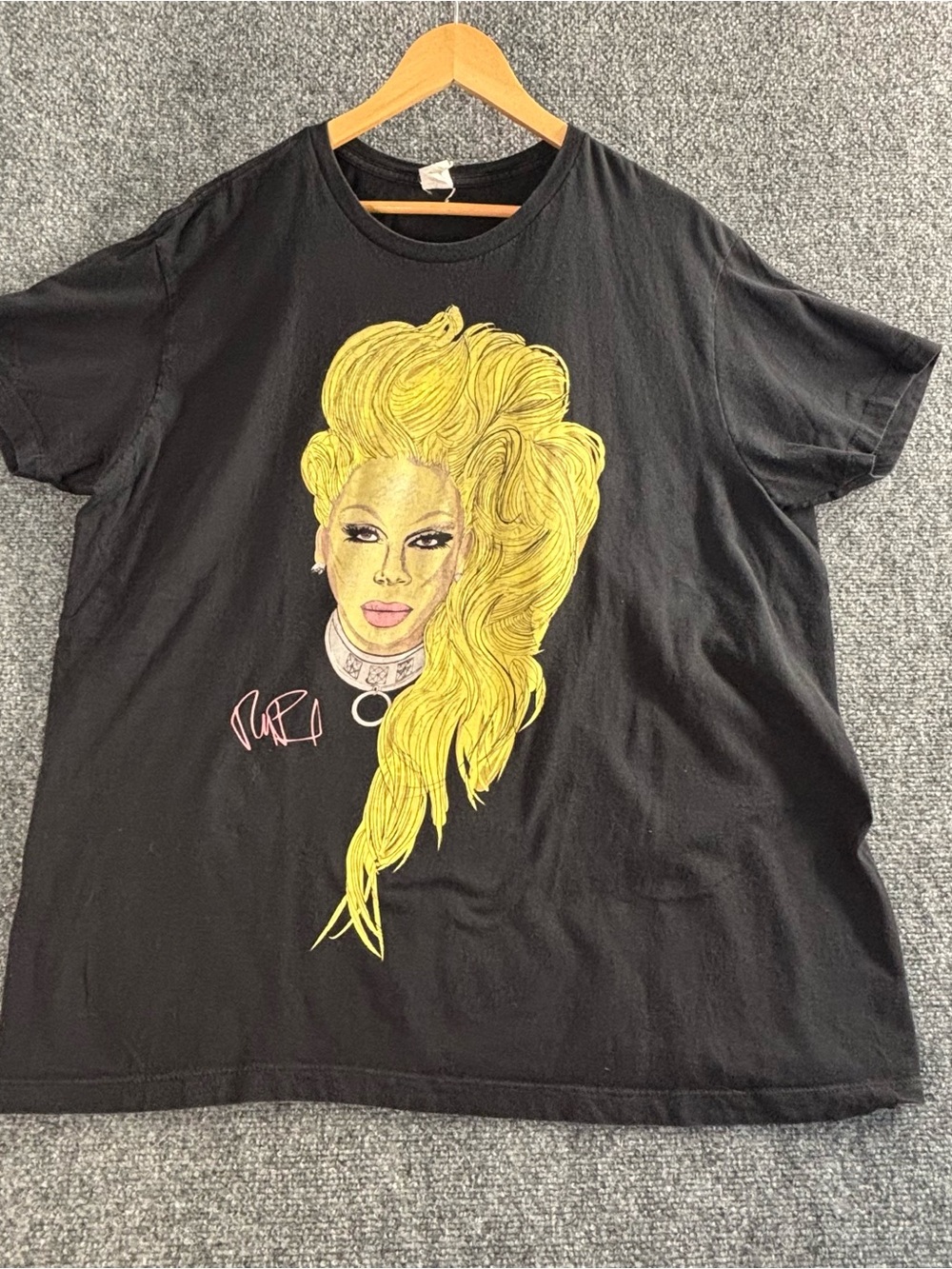 Gildan Black Tee with Yellow Graphic Drag Portrait